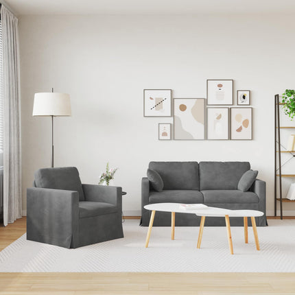 Soffset 2 pcs Mörkgrå 158 x 78 x 80 cm Sammet