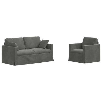Soffset 2 pcs Mörkgrå 158 x 78 x 80 cm Sammet