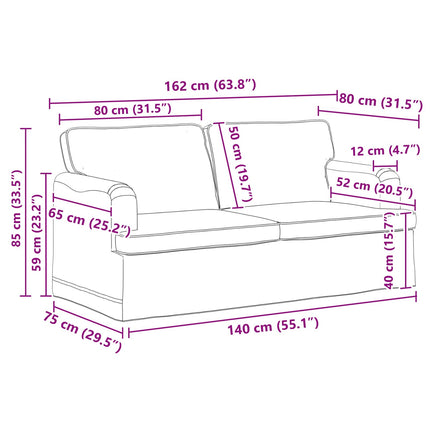 Soffset 2 pcs Blå 162 x 80 x 85 cm tyg