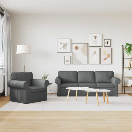 Soffset 2 pcs Mörkgrå 215 x 82 x 80 cm tyg
