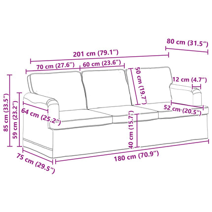 Soffset 2 pcs Blå 201 x 80 x 85 cm tyg