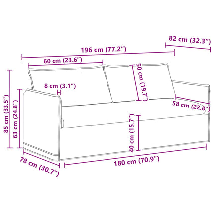 Soffset 2 pcs Taupe 196 x 82 x 85 cm Tyg