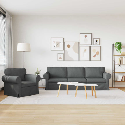 Soffset 2 pcs Mörkgrå 245 x 82 x 80 cm tyg