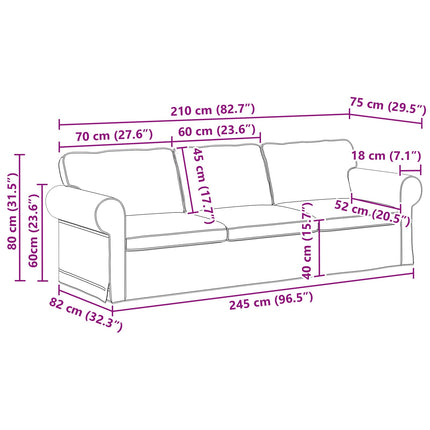Soffset 2 pcs Mörkgrå 245 x 82 x 80 cm tyg