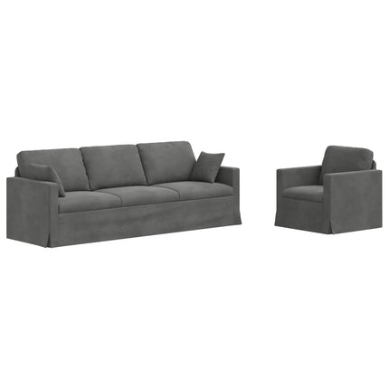 Soffset 2 pcs Mörkgrå 228 x 78 x 80 cm Sammet