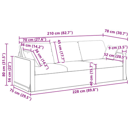 Soffset 2 pcs Rosa 228 x 78 x 80 cm Sammet