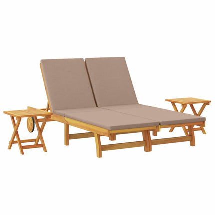 Solstol Reclining med kudde Taupe Massivt Akaciaträ
