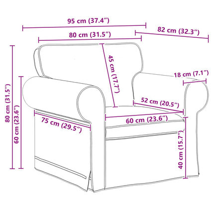 Soffa Svart 95 x 82 x 80 cm tyg