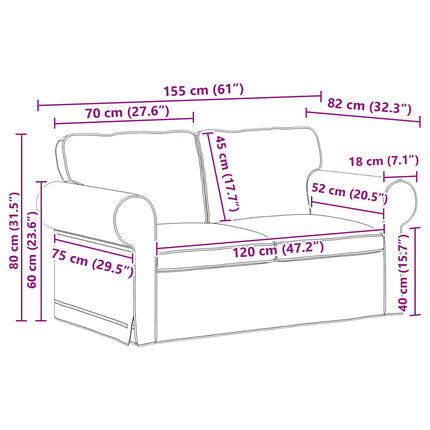 Soffa Ljusgrå 155 x 82 x 80 cm tyg