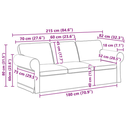 Soffa Mörkgrå 215 x 82 x 80 cm tyg