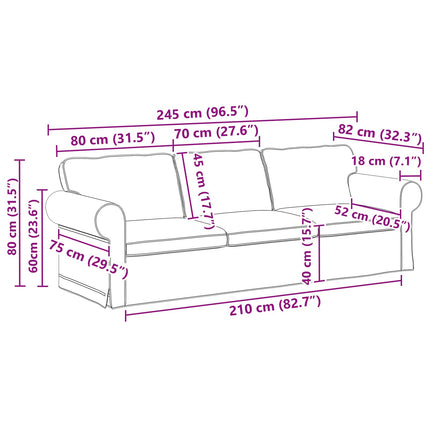 Soffa Mörkgrå 245 x 82 x 80 cm tyg