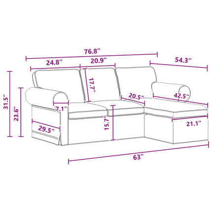 Soffa Mörkgrå 195 x 138 x 80 cm tyg