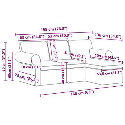 Soffa Svart 195 x 138 x 80 cm tyg
