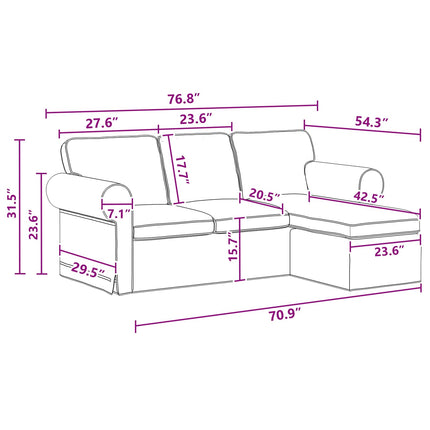 Soffa Mörkgrå 215 x 138 x 80 cm tyg