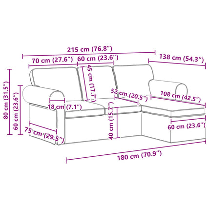 Soffa Mörkgrön 215 x 138 x 80 cm tyg