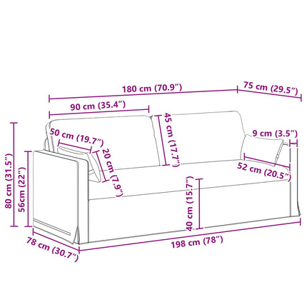 Soffa Taupe 198 x 78 x 80 cm tyg