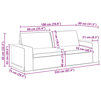 Soffa Taupe 222 x 80 x 82 cm tyg