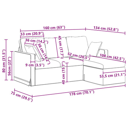 Soffa Kräm 178 x 134 x 80 cm Sammet