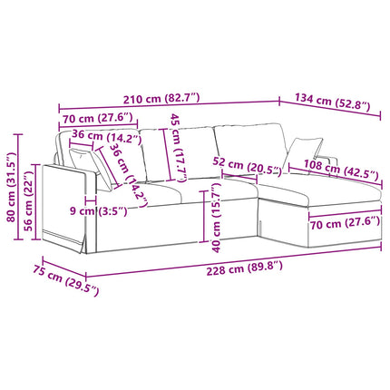 Soffa Svart 228 x 134 x 80 cm Sammet