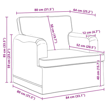 Soffa Ljusgrå 84 x 80 x 85 cm tyg