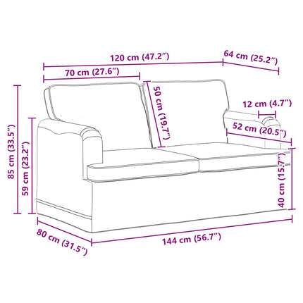 Soffa Svart 144 x 80 x 85 cm tyg