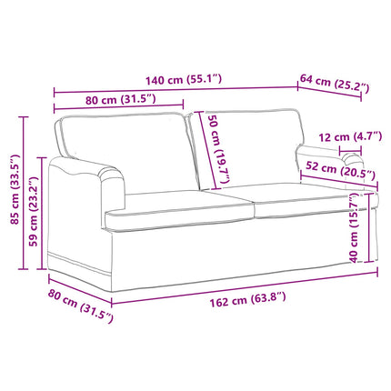 Soffa Mörkgrå 162 x 80 x 85 cm tyg