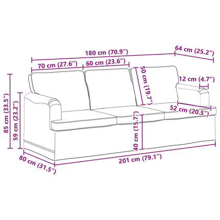 Soffa Kräm 201 x 80 x 85 cm tyg