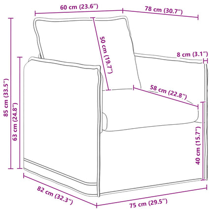 Soffa Taupe 75 x 82 x 85 cm tyg