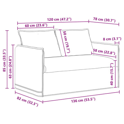 Soffa Kräm 136 x 82 x 85 cm tyg