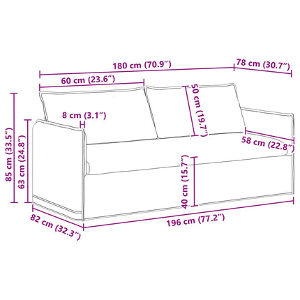 Soffa Taupe 196 x 82 x 85 cm tyg
