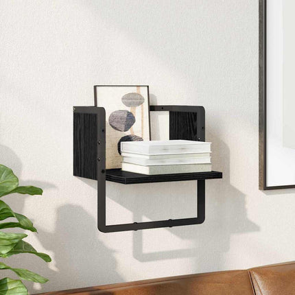 Vägg hylla med hylla Svart Ek 30 x 25 x 30 cm Konstruerat trä