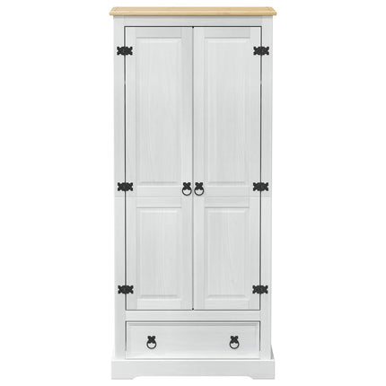 Klädkammare med låda med hylla Vit 76 x 50 x 170 cm Massiv furu