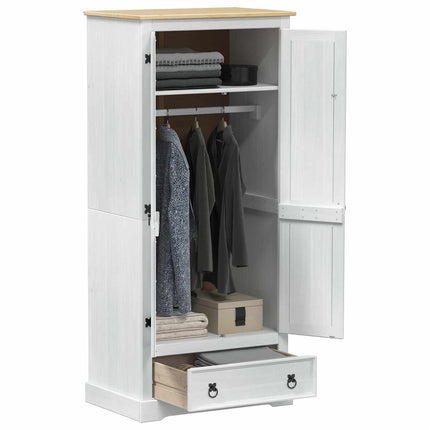 Klädkammare med låda med hylla Vit 76 x 50 x 170 cm Massiv furu