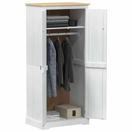 Klädkammare med hylla med dörr Vit 76 x 50 x 170 cm Massiv furu