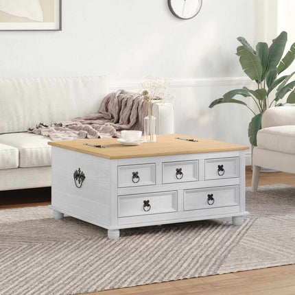 storage box med låda med hylla Vit 90 x78 x 45 cm Massiv furu