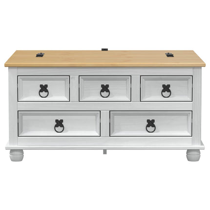 storage box med låda med hylla Vit 90 x78 x 45 cm Massiv furu