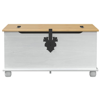 storage box med låda med hylla Vit 90 x78 x 45 cm Massiv furu
