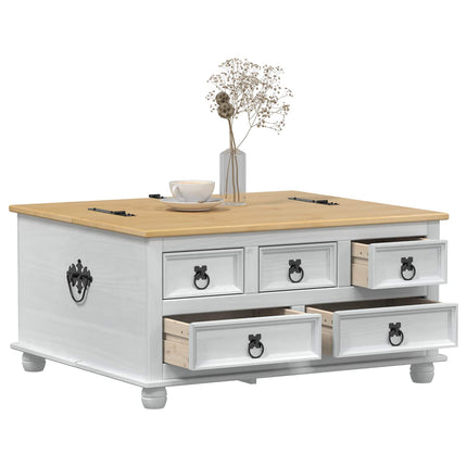 storage box med låda med hylla Vit 90 x78 x 45 cm Massiv furu