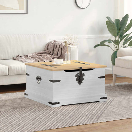 storage box med hylla Vit 78 x 78 x 45 cm Massiv furu