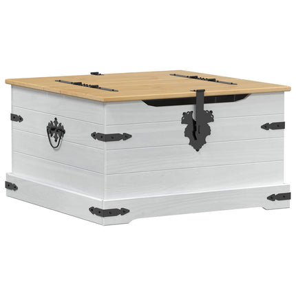 storage box med hylla Vit 78 x 78 x 45 cm Massiv furu