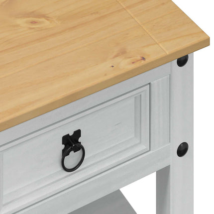 Kaffeebord med låda Vit 85 x 50 x 45 cm Massiv furu