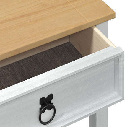 Konsolbord med låda med hylla Vit 55 x 35 x 73 cm Massiv furu