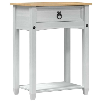 Konsolbord med låda med hylla Vit 55 x 35 x 73 cm Massiv furu
