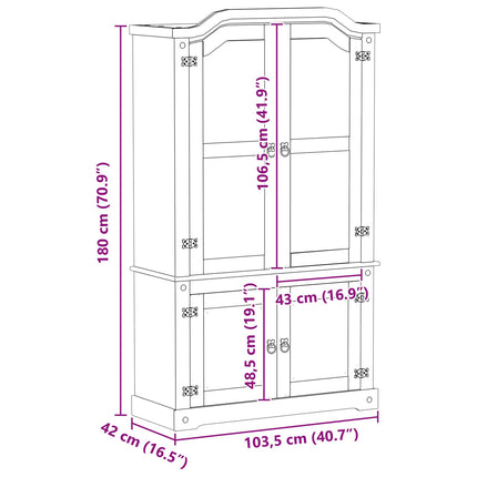 Visningsskåp Vit 103.5 x 42 x 180 cm Massiv furu