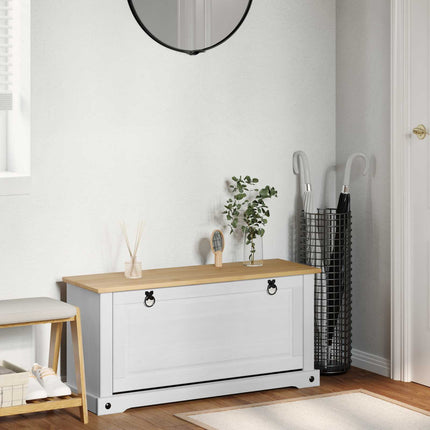 Skoskåp med hylla Corona Vit 99 x 32 x 49 cm Massiv furu