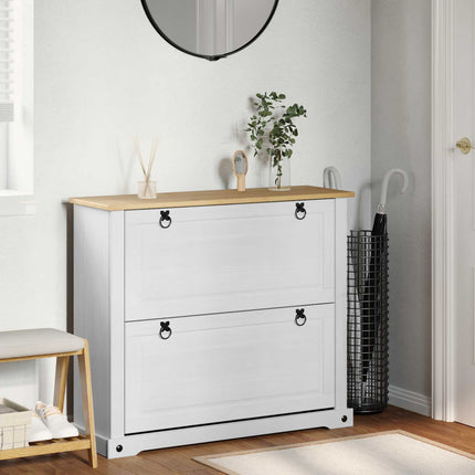Skoskåp med hylla Corona Vit 99 x 32 x 85 cm Massiv furu