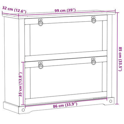 Skoskåp med hylla Corona Vit 99 x 32 x 85 cm Massiv furu