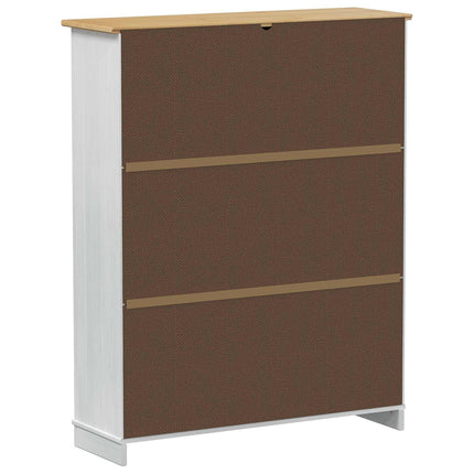 Skoskåp med låda Corona Vit 99 x 32 x 122 cm Massiv furu