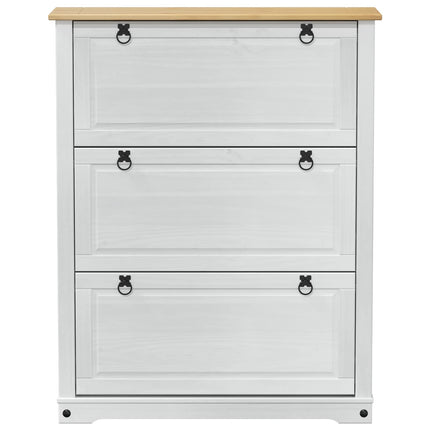 Skoskåp med låda Corona Vit 99 x 32 x 122 cm Massiv furu