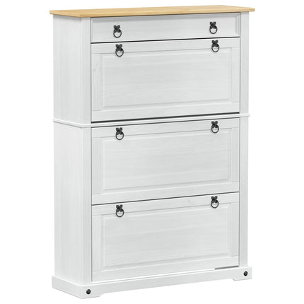 Skoskåp med låda Corona Vit 99 x 32 x 138 cm Massiv furu